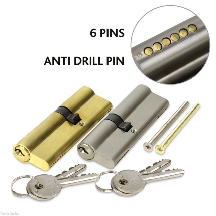Universal Euro Cylinder ANTI DRILL Door Lock Double Barrel