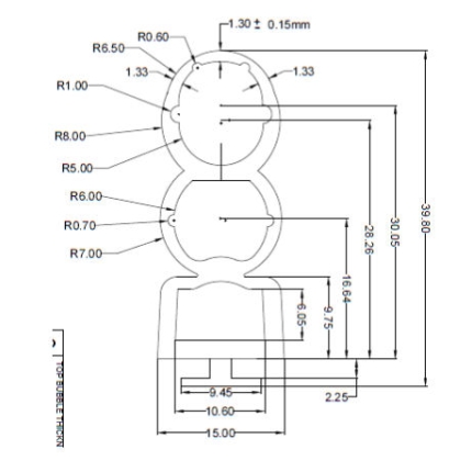 Rubber Seal for Safety Edge Roller Shutter Door Triple Chamber 77mm diagram